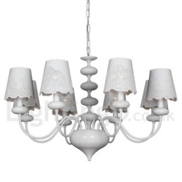 Lámpara de araña moderna contemporánea de 8 luces, estilo vela blanca hueca