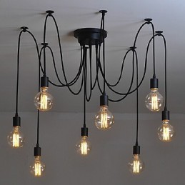 Lámpara colgante de 8 luces, estilo tradicional, clásico, retro, de metal.