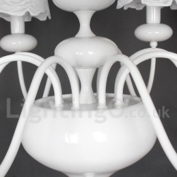 Lámpara de araña moderna contemporánea de 8 luces, estilo vela blanca hueca
