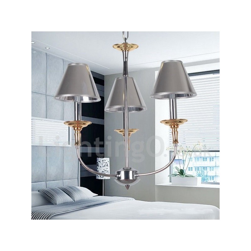 Lámpara de araña moderna contemporánea de 3 luces estilo vela cromada