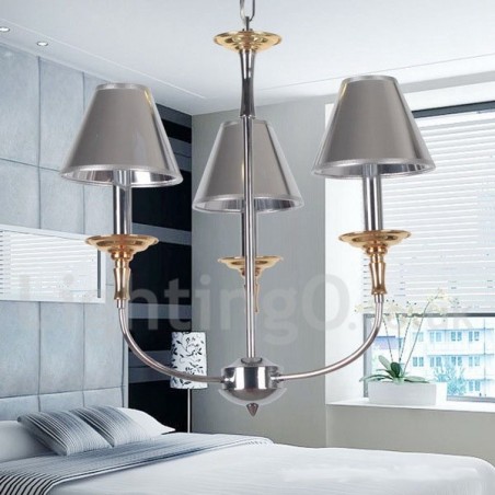 Lámpara de araña moderna contemporánea de 3 luces estilo vela cromada Lámpara de araña moderna contemporánea de 3 luces estilo vela cromada