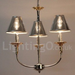 Lámpara de araña moderna contemporánea de 3 luces estilo vela cromada