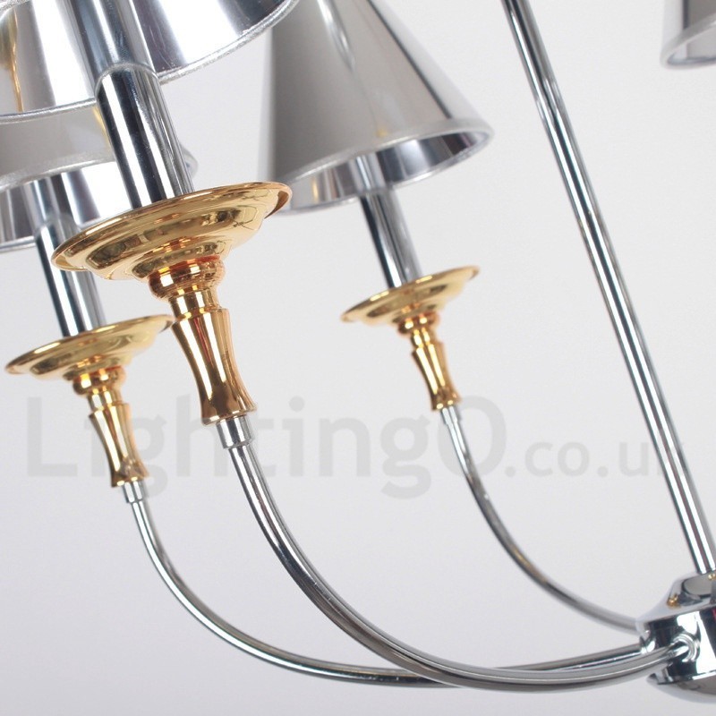 Lámpara de araña moderna contemporánea de 3 luces estilo vela cromada