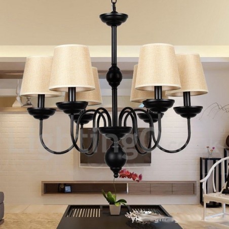 Lámpara de araña rústica retro contemporánea de 6 luces