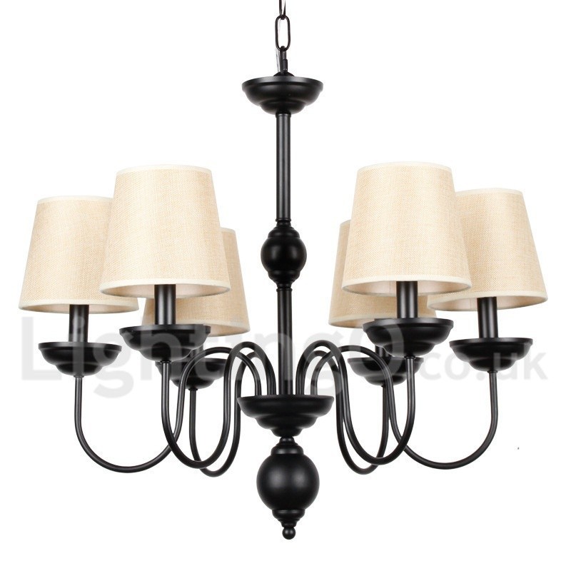 Lámpara de araña rústica retro contemporánea de 6 luces