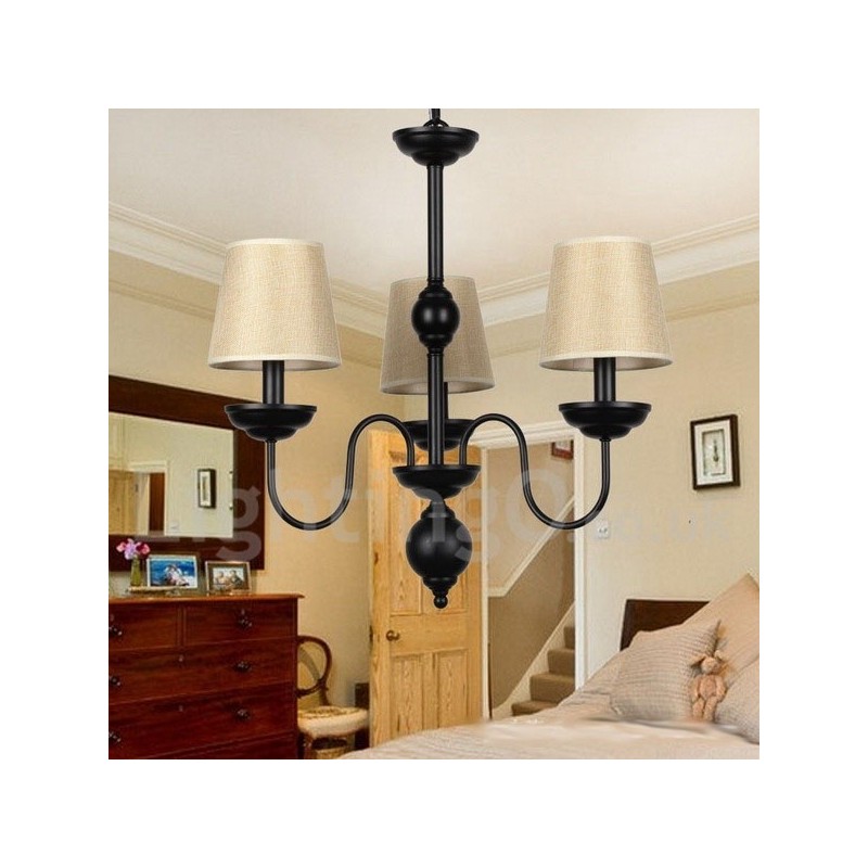 Lámpara de araña de 3 luces estilo rústico retro contemporáneo con forma de vela