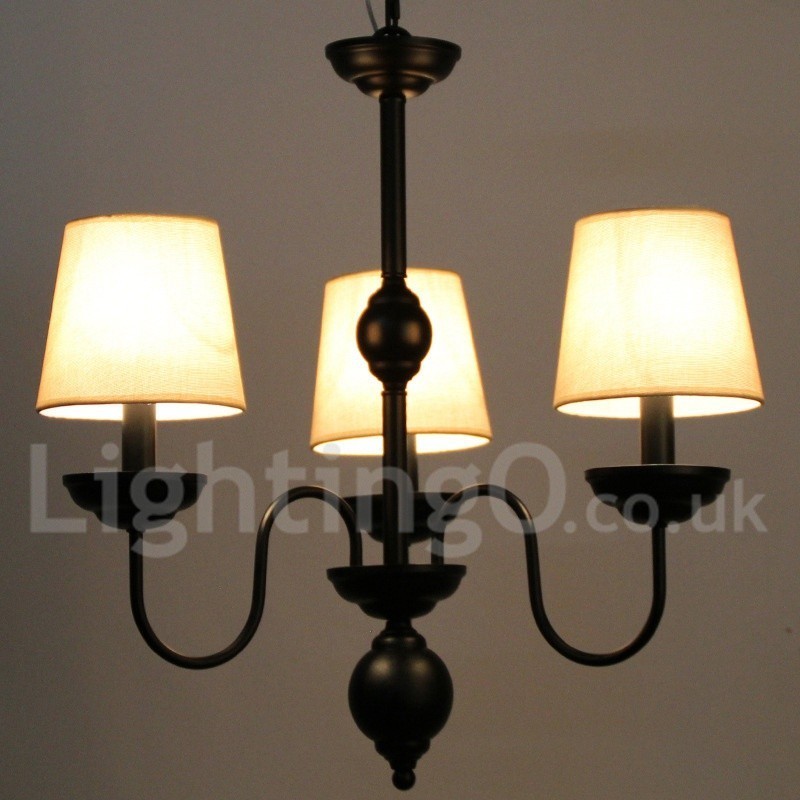 Lámpara de araña de 3 luces estilo rústico retro contemporáneo con forma de vela