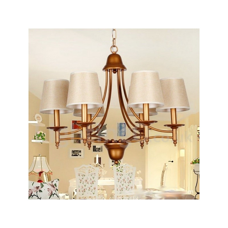 Lámpara de araña rústica estilo mediterráneo retro de 6 luces