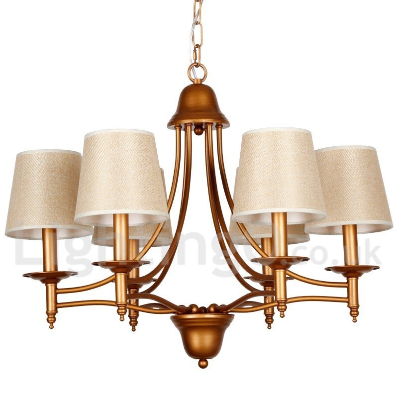 Lámpara de araña rústica estilo mediterráneo retro de 6 luces
