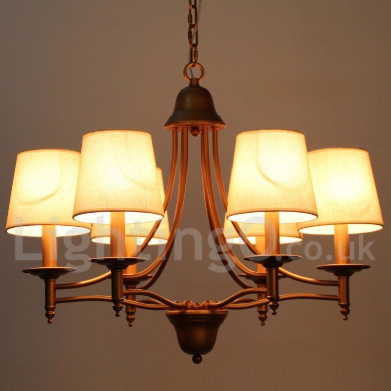 Lámpara de araña rústica estilo mediterráneo retro de 6 luces