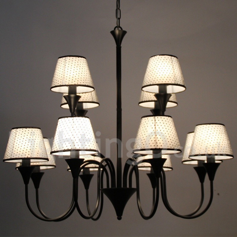 Lámpara de araña de 12 luces, estilo rústico, moderno, contemporáneo, retro, color negro