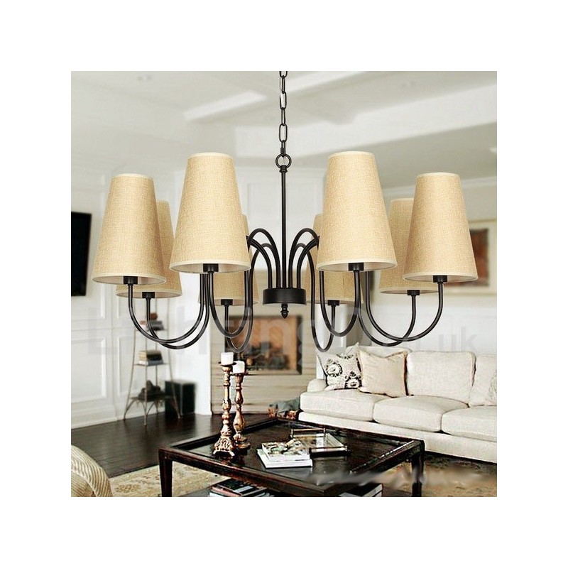 Lámpara de araña estilo vela contemporáneo retro de 8 luces