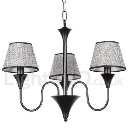 Lámpara de araña de 3 luces, estilo rústico, moderno, contemporáneo, retro, color negro Lámpara de araña de 3 luces, estilo rústico, moderno, contemporáneo, retro, color negro
