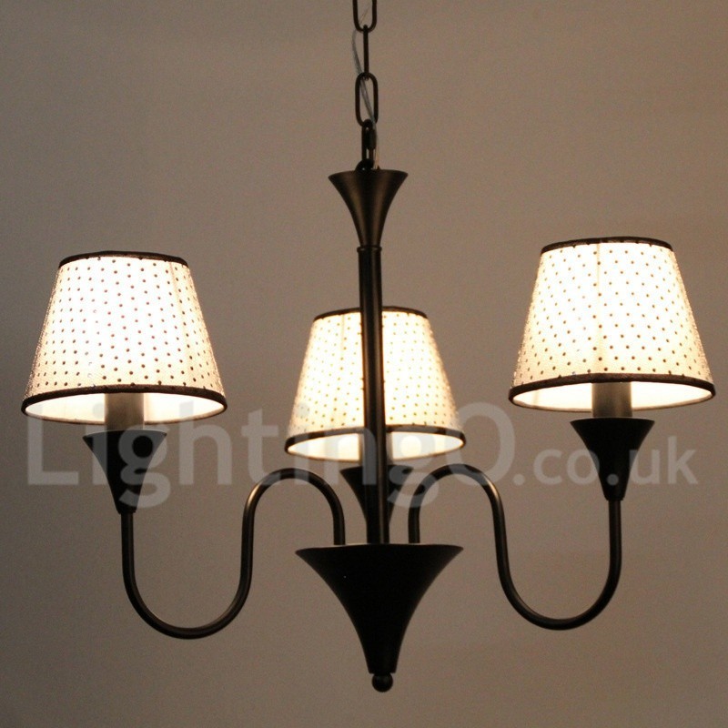 Lámpara de araña de 3 luces, estilo rústico, moderno, contemporáneo, retro, color negro