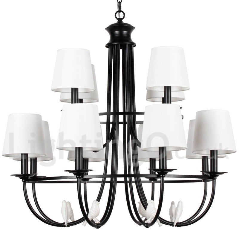Lámpara de araña de 12 luces estilo mediterráneo, estilo rústico contemporáneo, estilo vela, color negro retro