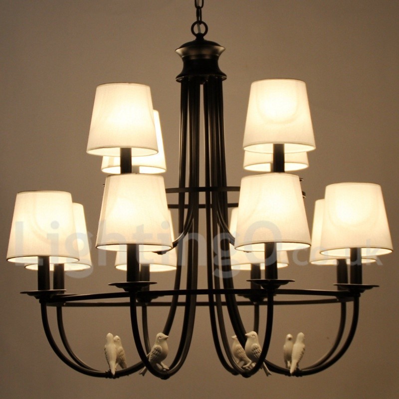 Lámpara de araña de 12 luces estilo mediterráneo, estilo rústico contemporáneo, estilo vela, color negro retro