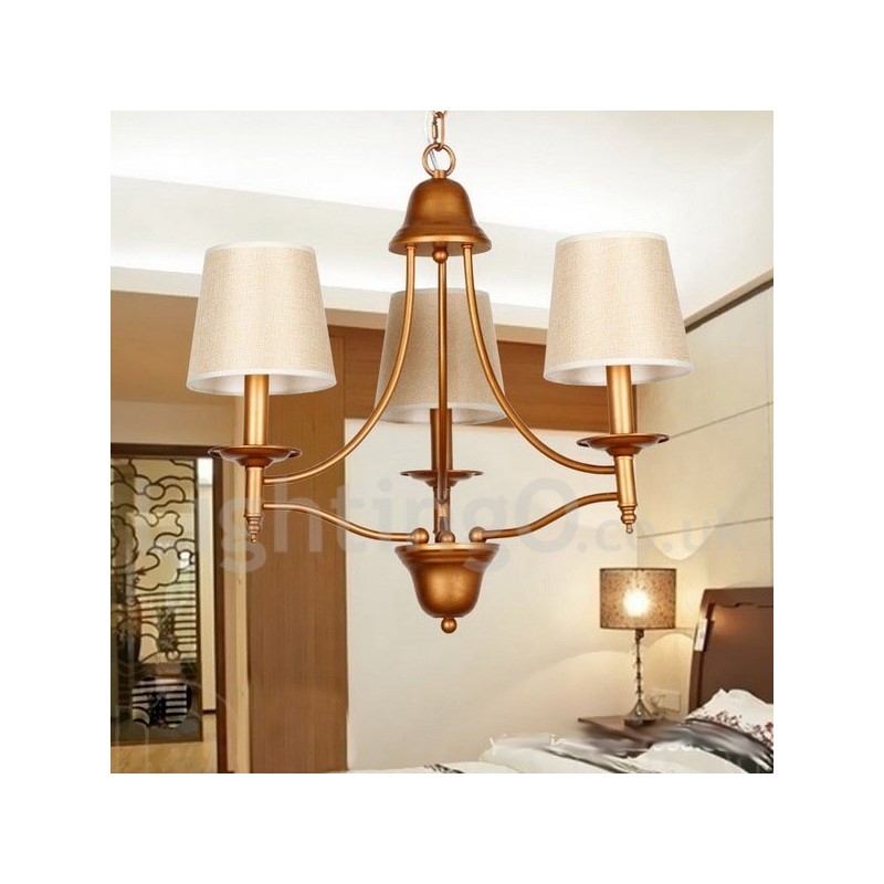 Lámpara de araña rústica de 3 luces estilo retro mediterráneo con forma de vela