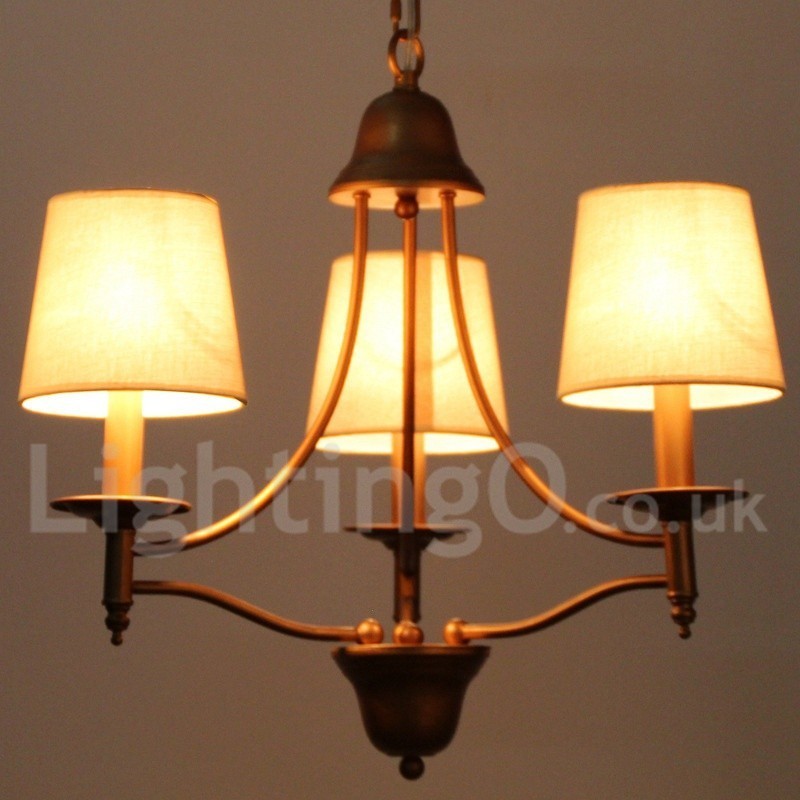Lámpara de araña rústica de 3 luces estilo retro mediterráneo con forma de vela