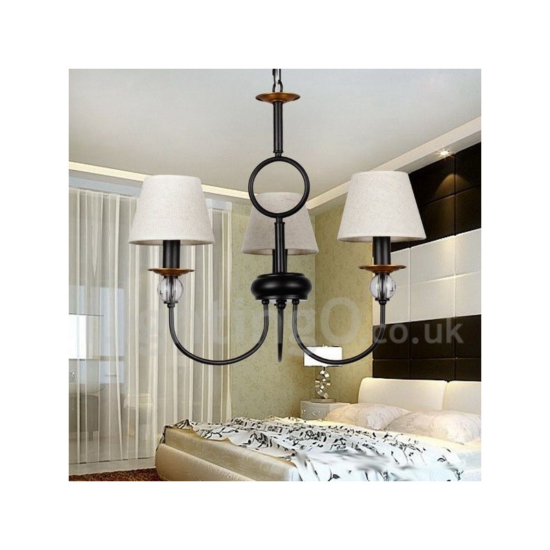 Lámpara de araña de 3 luces, estilo rústico, retro, estilo mediterráneo, contemporánea, estilo vela, color negro
