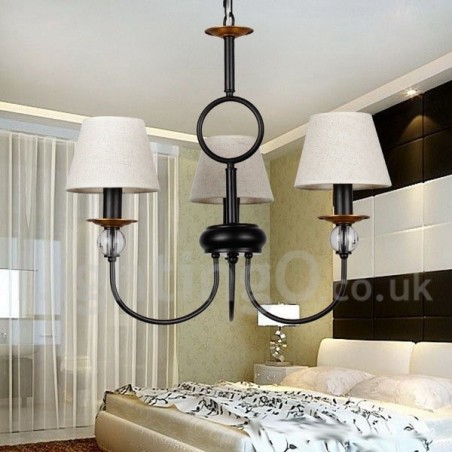 Lámpara de araña de 3 luces, estilo rústico, retro, estilo mediterráneo, contemporánea, estilo vela, color negro Lámpara de araña de 3 luces, estilo rústico, retro, estilo mediterráneo, contemporánea, estilo vela, color negro