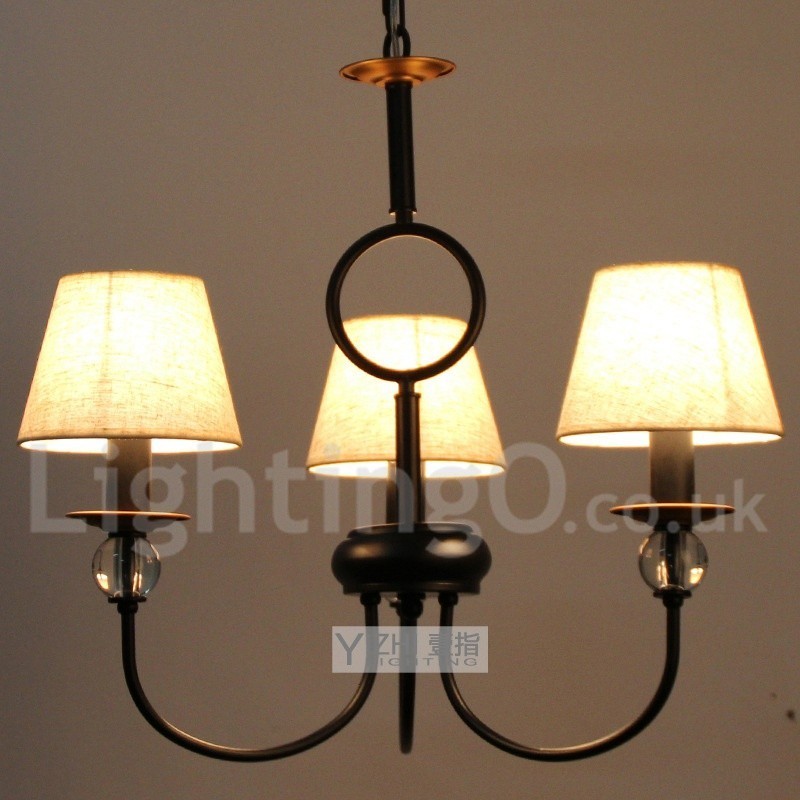 Lámpara de araña de 3 luces, estilo rústico, retro, estilo mediterráneo, contemporánea, estilo vela, color negro