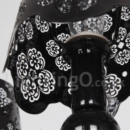 Lámpara de araña moderna contemporánea de 8 luces, estilo vela hueca negra