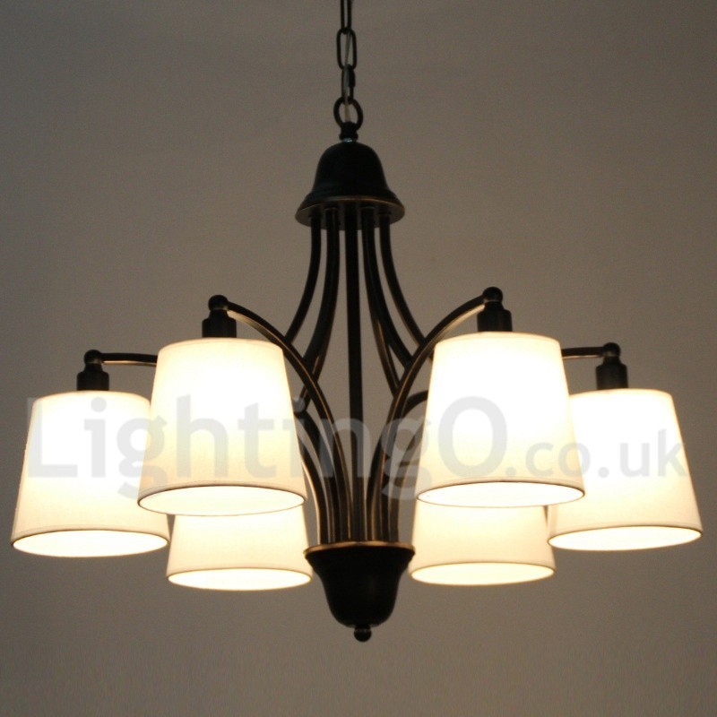 Lámpara de araña rústica retro contemporánea de 6 luces