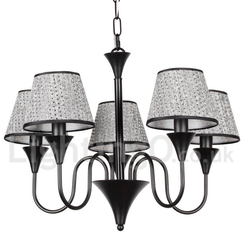 Lámpara de araña de 5 luces, estilo rústico, moderno, contemporáneo, retro, color negro