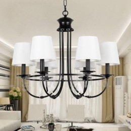 Lámpara de araña de 6 luces estilo mediterráneo, estilo rústico contemporáneo, estilo vela, color negro retro