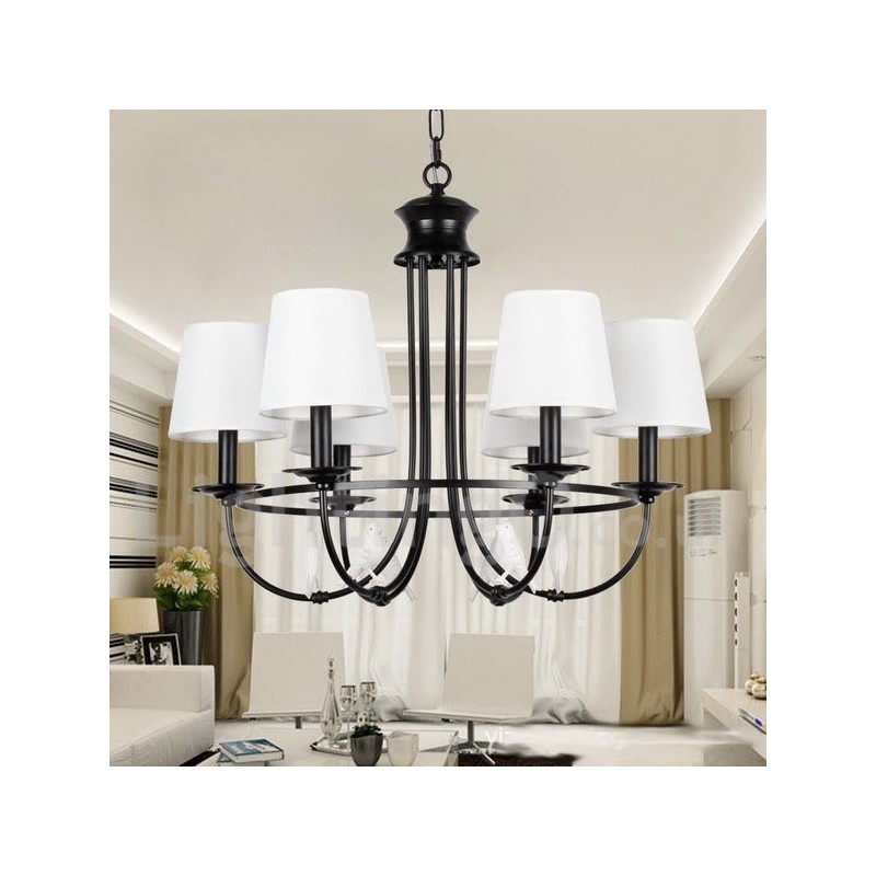 Lámpara de araña de 6 luces estilo mediterráneo, estilo rústico contemporáneo, estilo vela, color negro retro