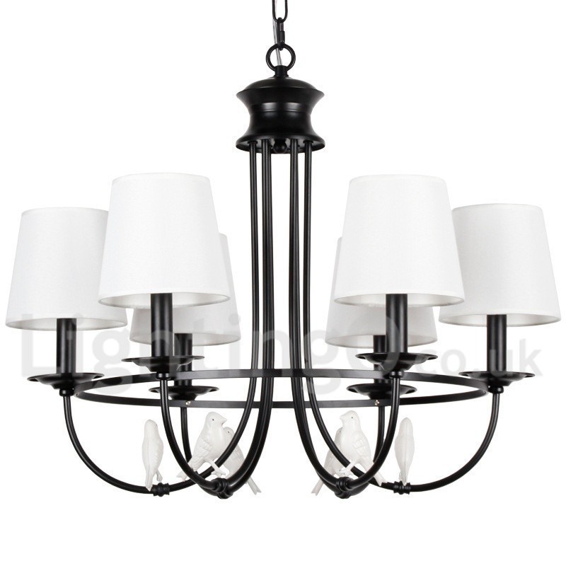 Lámpara de araña de 6 luces estilo mediterráneo, estilo rústico contemporáneo, estilo vela, color negro retro