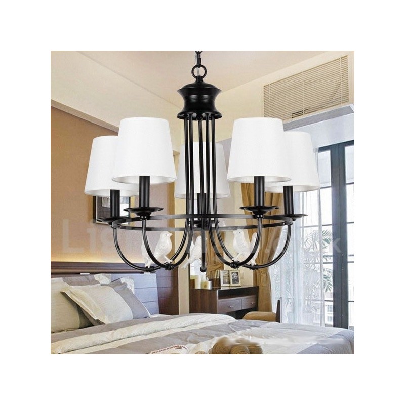 Lámpara de araña de 5 luces estilo mediterráneo, estilo rústico contemporáneo, estilo vela, color negro retro