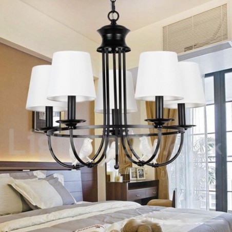 Lámpara de araña de 5 luces estilo mediterráneo, estilo rústico contemporáneo, estilo vela, color negro retro