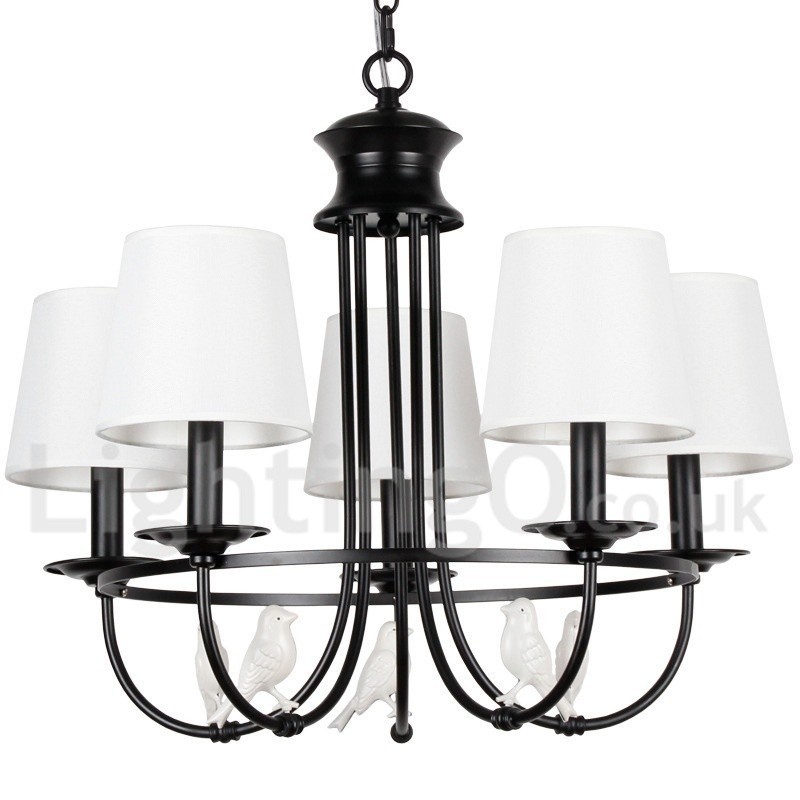 Lámpara de araña de 5 luces estilo mediterráneo, estilo rústico contemporáneo, estilo vela, color negro retro