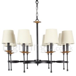 Lámpara de araña estilo vela retro rústica negra de 8 luces