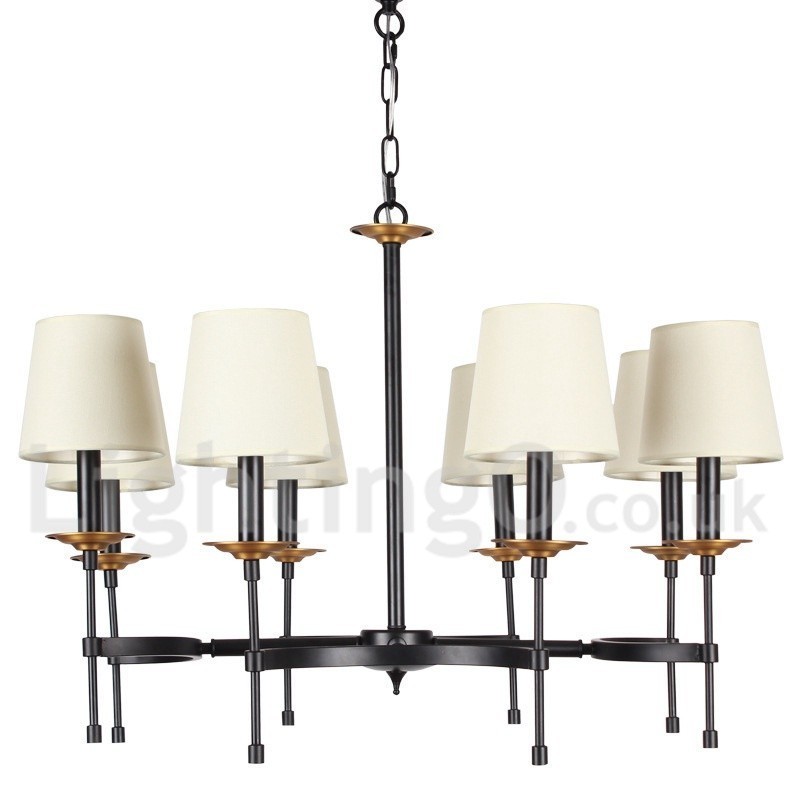 Lámpara de araña estilo vela retro rústica negra de 8 luces