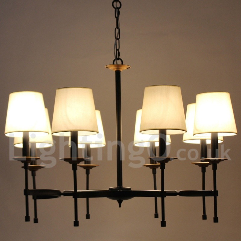 Lámpara de araña estilo vela retro rústica negra de 8 luces