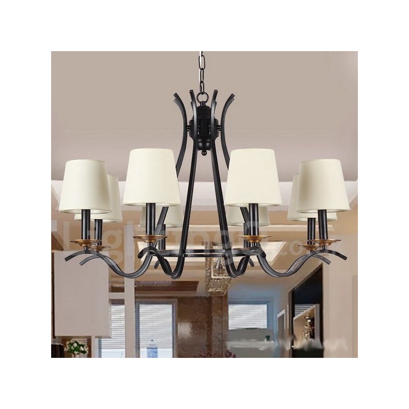 Lámpara de araña contemporánea retro de 8 luces en color negro