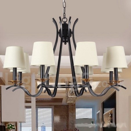 Lámpara de araña contemporánea retro de 8 luces en color negro Lámpara de araña contemporánea retro de 8 luces en color negro