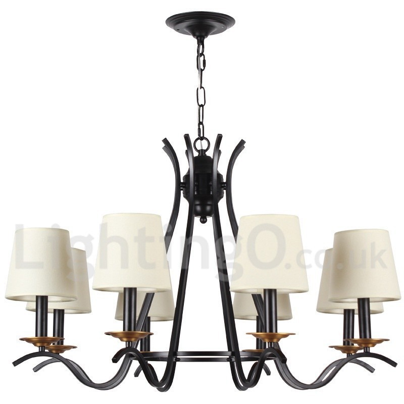 Lámpara de araña contemporánea retro de 8 luces en color negro