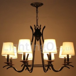 Lámpara de araña contemporánea retro de 8 luces en color negro