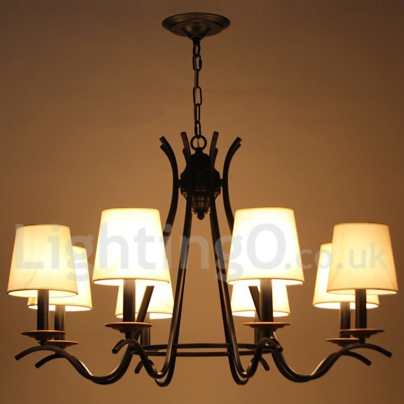 Lámpara de araña contemporánea retro de 8 luces en color negro