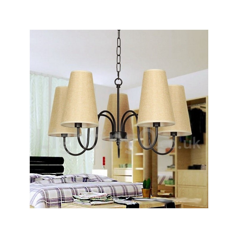Lámpara de araña estilo vela contemporánea retro de 5 luces