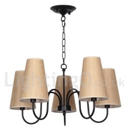 Lámpara de araña estilo vela contemporánea retro de 5 luces