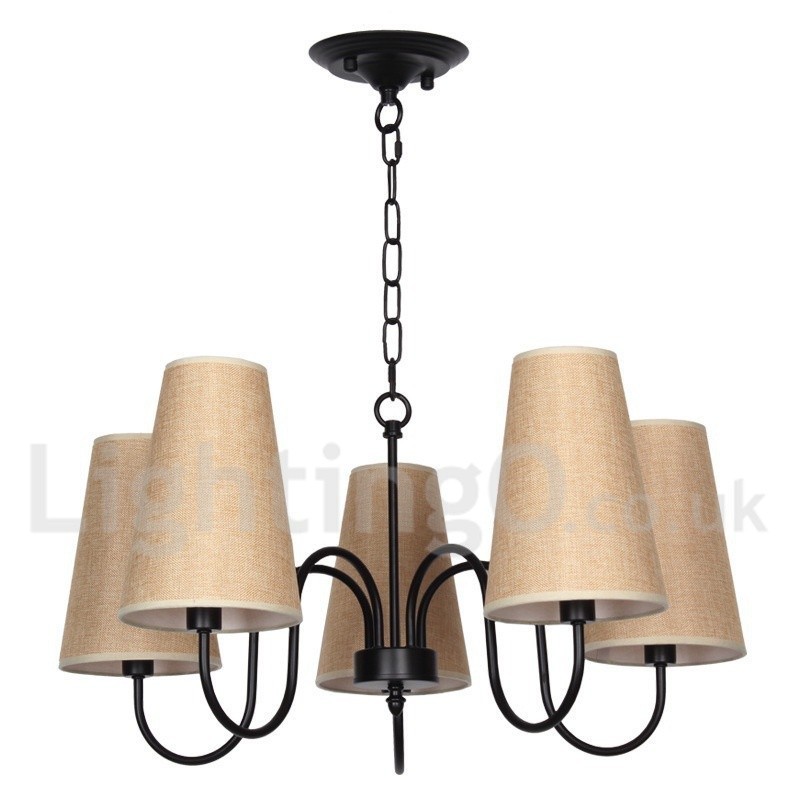 Lámpara de araña estilo vela contemporánea retro de 5 luces