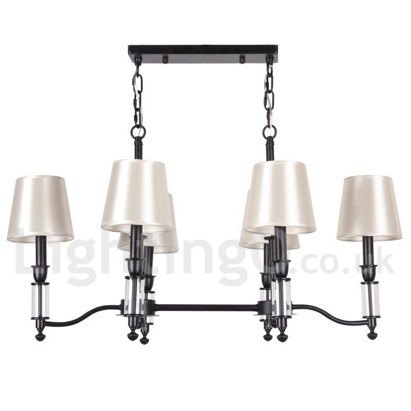 Lámpara de araña de 6 luces, estilo rústico, negro, retro y contemporáneo.