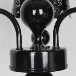 Lámpara de araña moderna contemporánea de 3 luces, estilo vela hueca negra