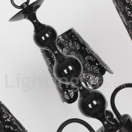 Lámpara de araña moderna contemporánea de 3 luces, estilo vela hueca negra