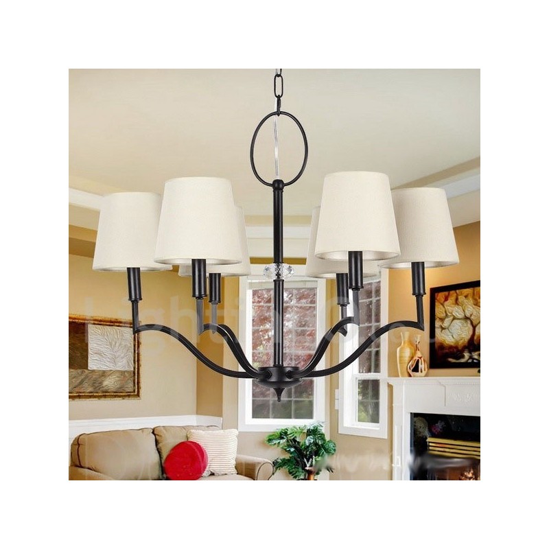 Lámpara de araña moderna contemporánea de 6 luces estilo vela