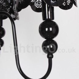 Lámpara de araña moderna contemporánea de 5 luces, estilo vela hueca negra